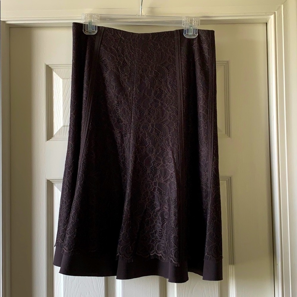 Tahari brown lace skirt